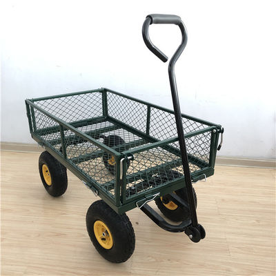 Yard résistant Mesh Wagon Outdoor With en acier de Mesh Cart du jardin 50L 4 roues