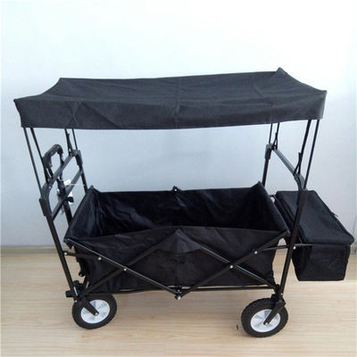 Chariot pliable de tube de plage de loisirs pliables en acier noirs de chariot avec l'auvent