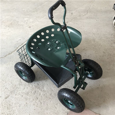 Chariot de jardin en acier de roulement ajusté de Seat de travail de jardin de poignée avec la direction de pivot de Seat