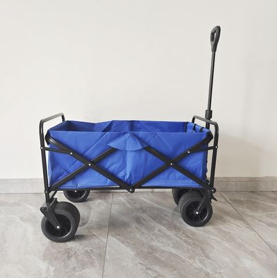 Voiture de plage pliante pour camping en plein air avec frein à bande de roues larges en PU