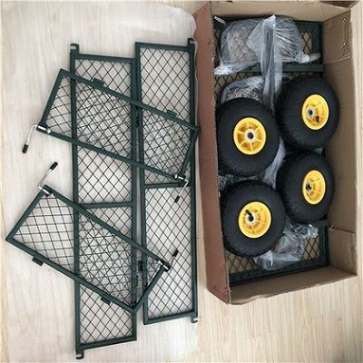 Yard résistant Mesh Wagon Outdoor With en acier de Mesh Cart du jardin 50L 4 roues