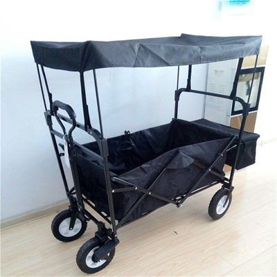 Chariot pliable de tube de plage de loisirs pliables en acier noirs de chariot avec l'auvent