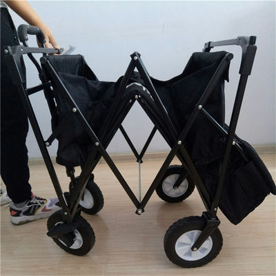 Chariot pliable de tube de plage de loisirs pliables en acier noirs de chariot avec l'auvent
