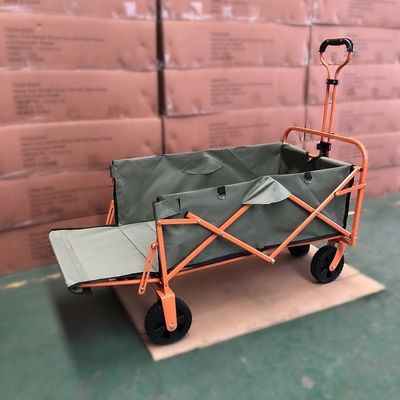 Chariot portatif se pliant orange de camping de chariot de chariot à plage de chariot de roue de PVC