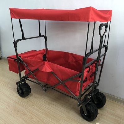 Chariot de plage portatif de service de grand chariot pliant de tissu de PVC avec le rouge de couverture