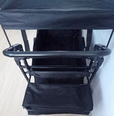 Chariot se pliant noir de pliage du chariot de plage 600D avec la couverture et la poignée de poussée