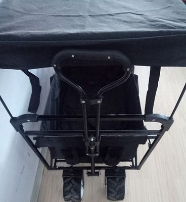 Chariot se pliant noir de pliage du chariot de plage 600D avec la couverture et la poignée de poussée