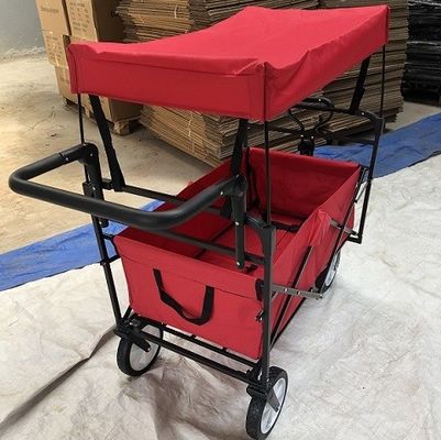 Les chariots pliants de chariot pliant rouge de chariot avec des roues couvrent la poignée de poussée