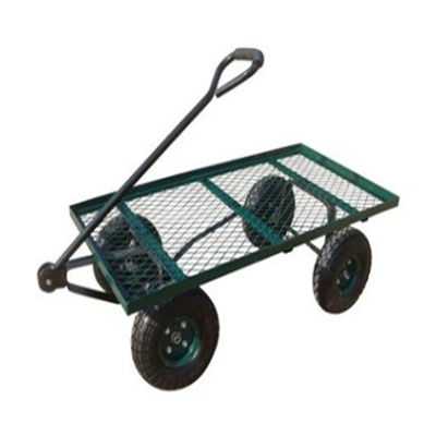 Chariot à quatre roues d'outil de bobine de Mesh Deck Steel Wagon Hose de chariot résistant de yard en métal