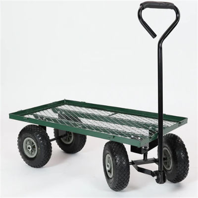 Chariot à quatre roues d'outil de bobine de Mesh Deck Steel Wagon Hose de chariot résistant de yard en métal