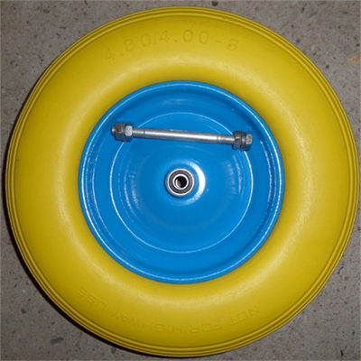 4.00-8 roues libres plates de plage de chariot de pliage de polyuréthane de pneu de roues pneumatiques solides