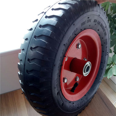 350-6 roues pneumatiques en acier rouges de camion de sac à Rim Pneumatic Trolley Wheels Rubber