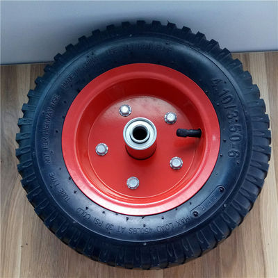 350-6 roues pneumatiques en acier rouges de camion de sac à Rim Pneumatic Trolley Wheels Rubber