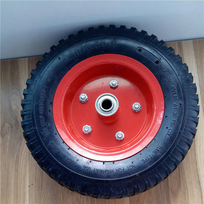 350-6 roues pneumatiques en acier rouges de camion de sac à Rim Pneumatic Trolley Wheels Rubber