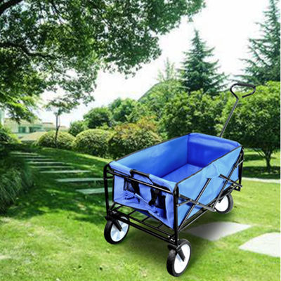 Chariot pliant bleu portatif augmentant le chariot se pliant résistant à quatre roues