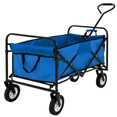 Chariot pliant bleu portatif augmentant le chariot se pliant résistant à quatre roues