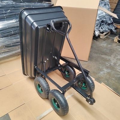 poly chariot de décharge de grande capacité de chariot de décharge de jardin du corps 75L poly avec incliner la fonction