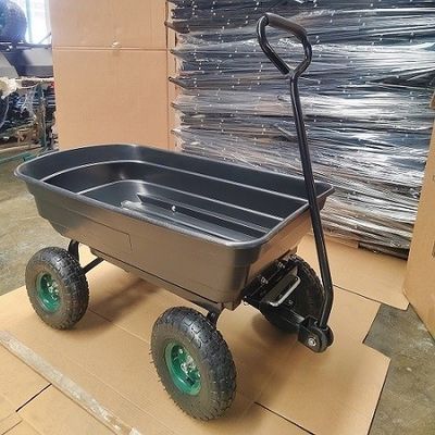 poly chariot de décharge de grande capacité de chariot de décharge de jardin du corps 75L poly avec incliner la fonction