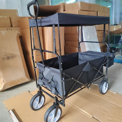 Chariot de luxe à pliage de chariot de plage de pliage de stockage avec l'auvent extérieur