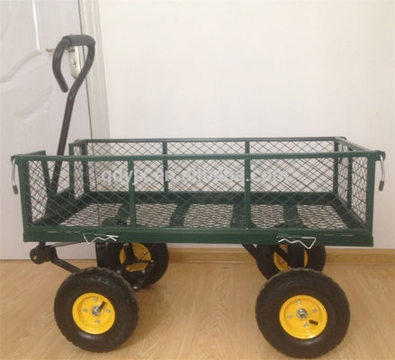 Chariot à treillis de jardin 75L lourd avec des côtés de treillis amovibles pour être converti en chariot en métal plat