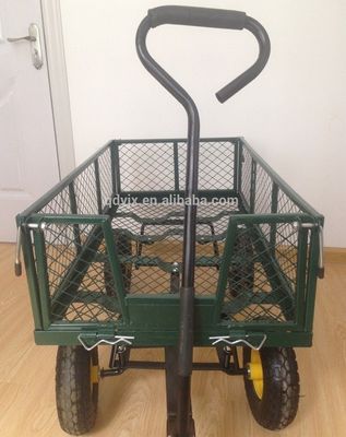 Chariot à treillis de jardin 75L lourd avec des côtés de treillis amovibles pour être converti en chariot en métal plat