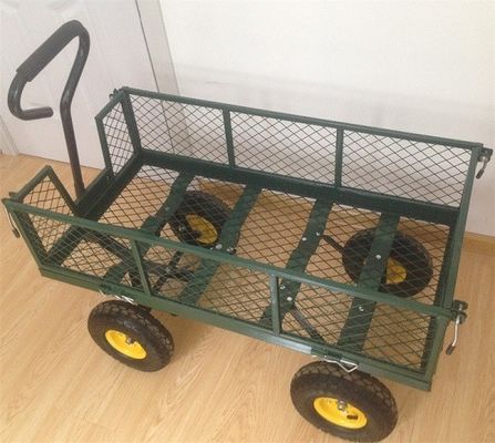 Chariot à treillis de jardin 75L lourd avec des côtés de treillis amovibles pour être converti en chariot en métal plat