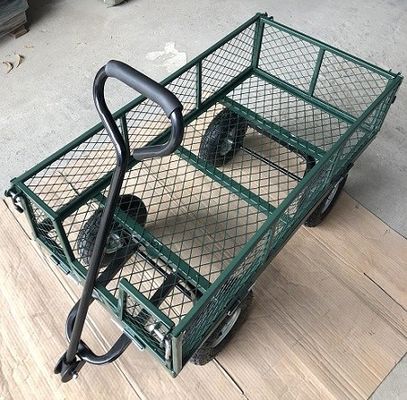 50L Utility Mesh Steel Garden Cart Valet d'usine pliable avec côtés amovibles et roues de 4,10/3,50-4 pouces