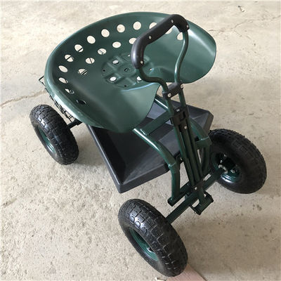 Chariot de jardin en acier de roulement ajusté de Seat de travail de jardin de poignée avec la direction de pivot de Seat