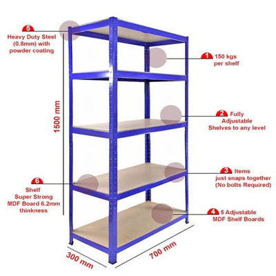 Rayonnage en acier d'entrepôt de Boltless de stockage de support d'affichage de stockage de rangée en acier de l'équipement 5