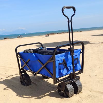 Chariot pliant large se pliant de chariot de plage de grande capacité de roues du chariot pp de camping