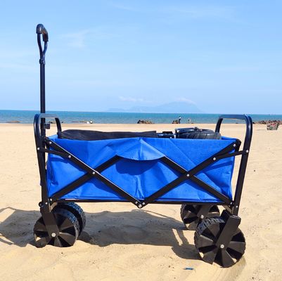 Chariot pliant large se pliant de chariot de plage de grande capacité de roues du chariot pp de camping