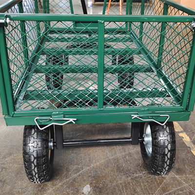 Chariot de jardin à molette métallique à quatre roues lourds, parfait pour les activités de plein air