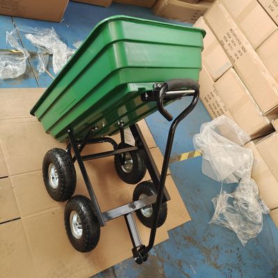 Le pneu pneumatique de pouce 350-4 simple du camion à benne basculante de jardin de poignée 10 roule le chariot de jardin de la capacité 75L