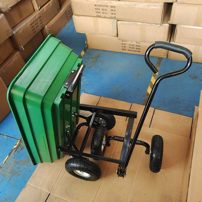 Le pneu pneumatique de pouce 350-4 simple du camion à benne basculante de jardin de poignée 10 roule le chariot de jardin de la capacité 75L