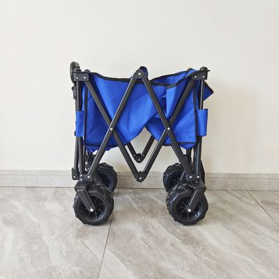 Camping Grand espace pliant chariot de plage avec manche réglable large roues