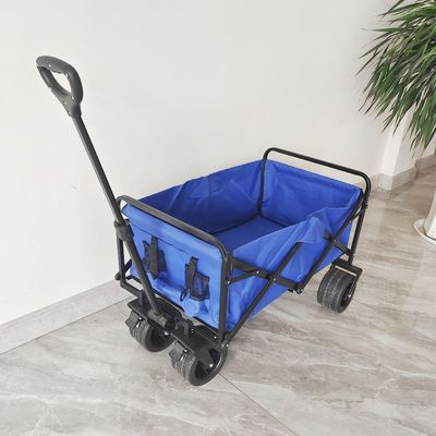 Voiture de plage pliante pour camping en plein air avec frein à bande de roues larges en PU