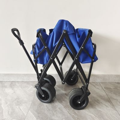 Voiture de plage pliante pour camping en plein air avec frein à bande de roues larges en PU