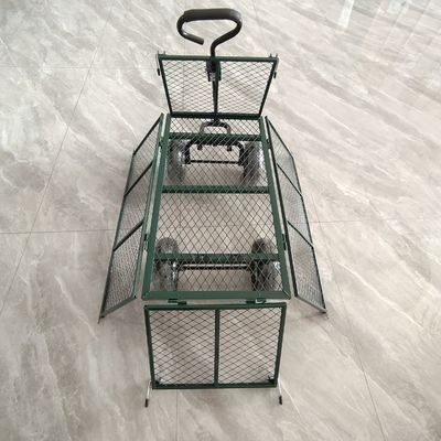 Chariot à treillis de jardin pliable détachable, rayons métalliques, quatre roues gonflables en caoutchouc