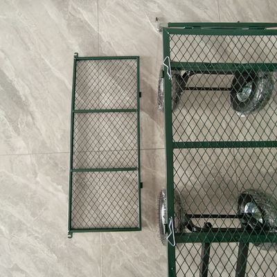 Chariot à treillis de jardin pliable détachable, rayons métalliques, quatre roues gonflables en caoutchouc