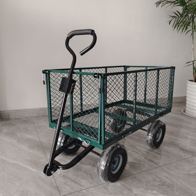 Chariot à treillis de jardin pliable détachable, rayons métalliques, quatre roues gonflables en caoutchouc