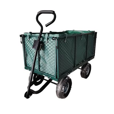 Chariot de jardin à molette métallique à quatre roues lourds, parfait pour les activités de plein air